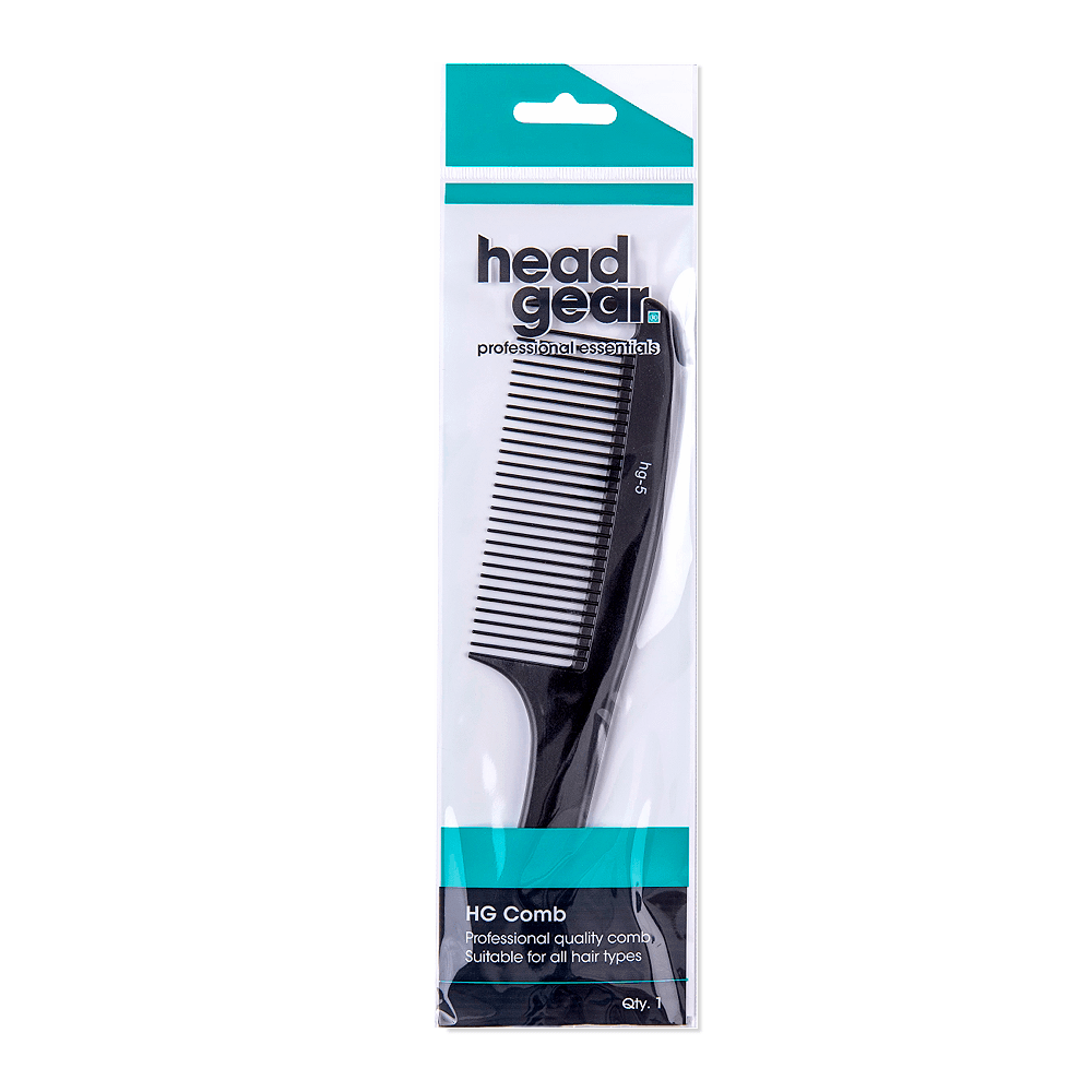 Head Gear No.5 Large Handle Comb – Black - Allure Hair Supplies