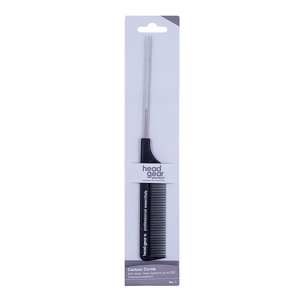 Head Gear HG 7 Pin Tail Carbon Comb - Allure Hair Supplies