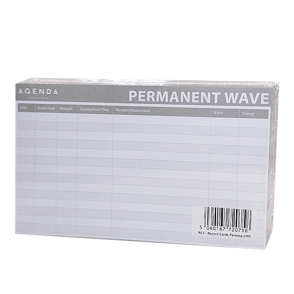 Agenda Perming Record Cards RC1 - 100pc - Allure Hair Supplies