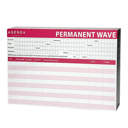 Agenda Client Record Cards Permanent Wave/ Tinting - 100pc