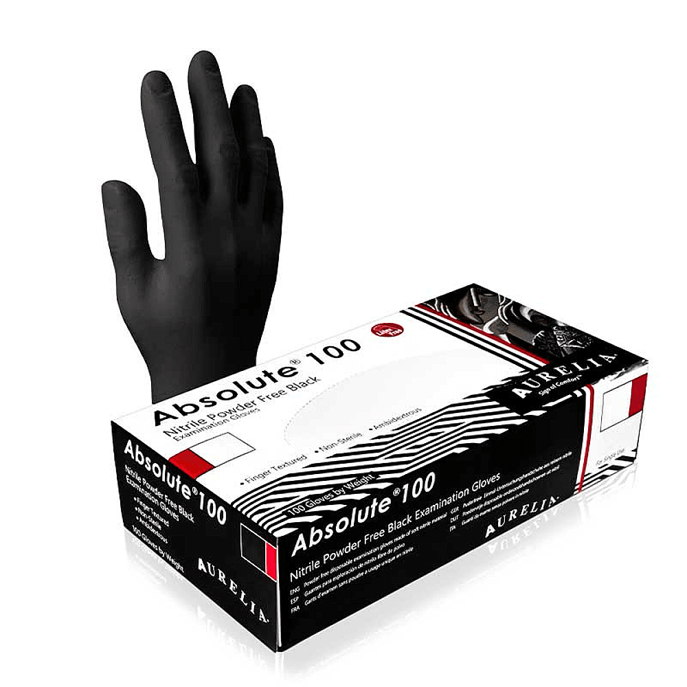 Nitrile Powder Free Black Gloves - 100 pairs - Allure Hair Supplies