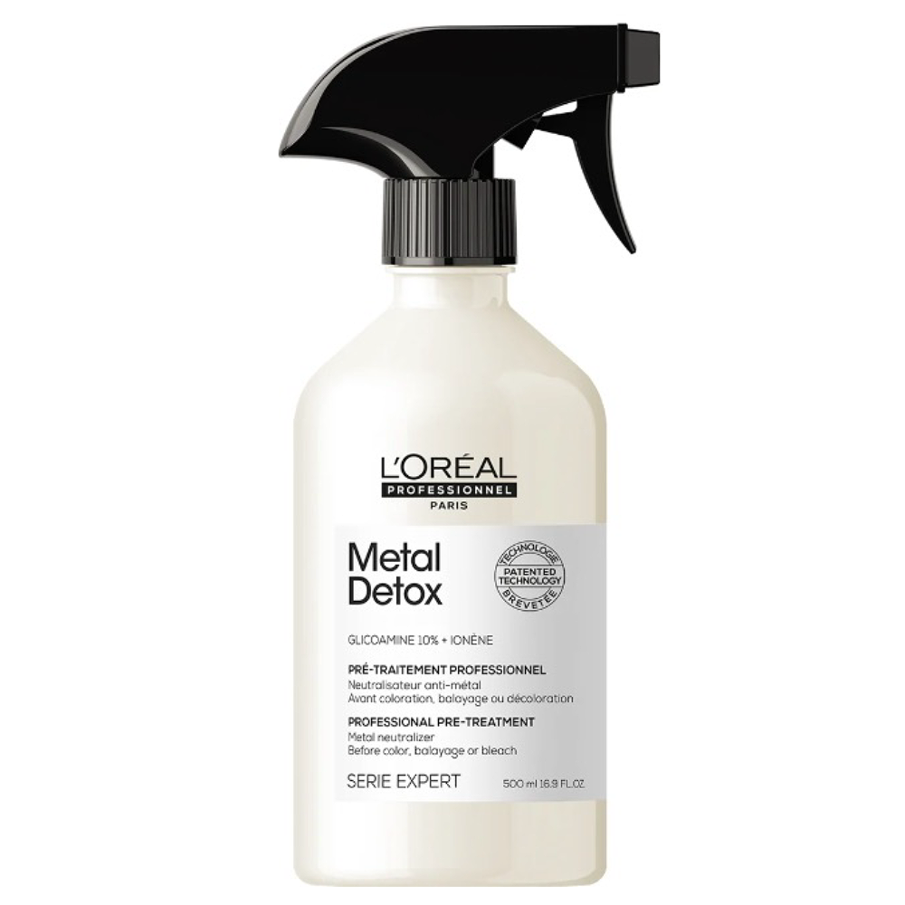 L'Oreal Metal Detox hair care product bottle on a white background