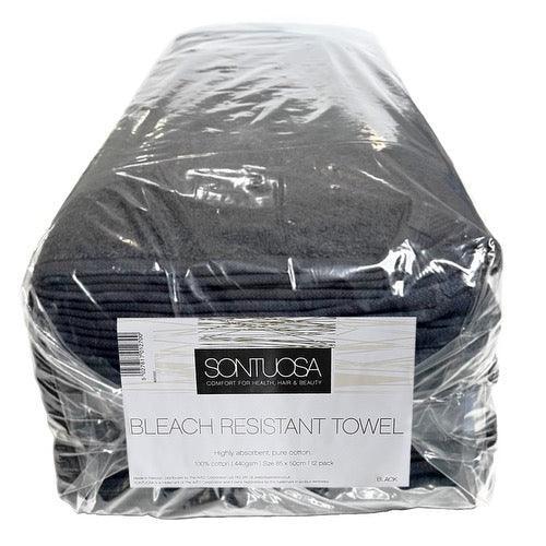 Black Bleach Resistant Towel – 12 pack - Allure Hair Supplies