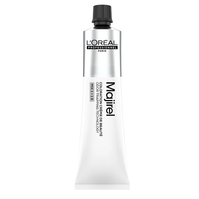 L'Oreal Majirel hair color tube on a white background