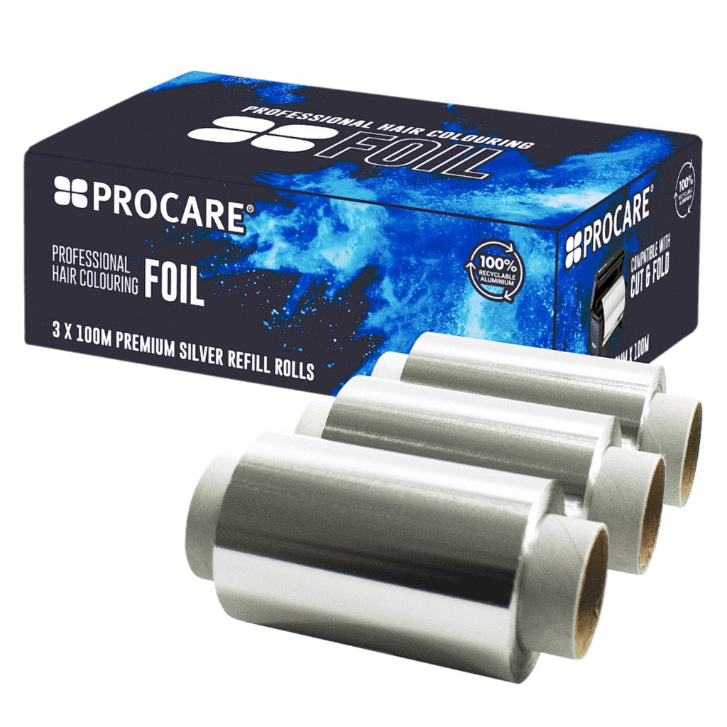 Premium Silver Hair Foil Refill Case Of 3 Rolls 100mm X 100m