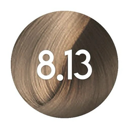 Brown hair color swatch with number 8.13 on a white background