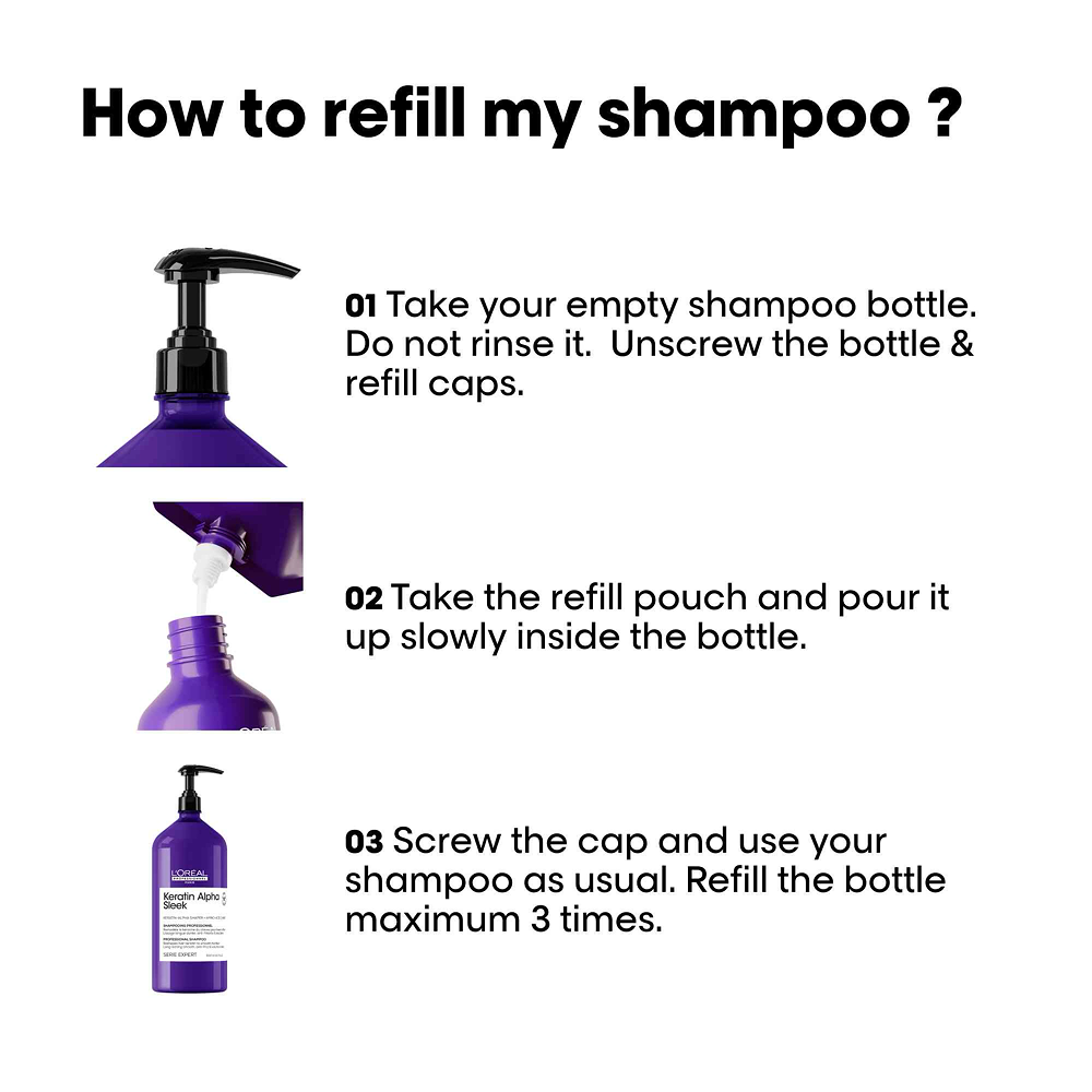 Keratin Alpha Sleek Shampoo Refill 1L – Sulfate-Free Anti-Frizz Professional Care